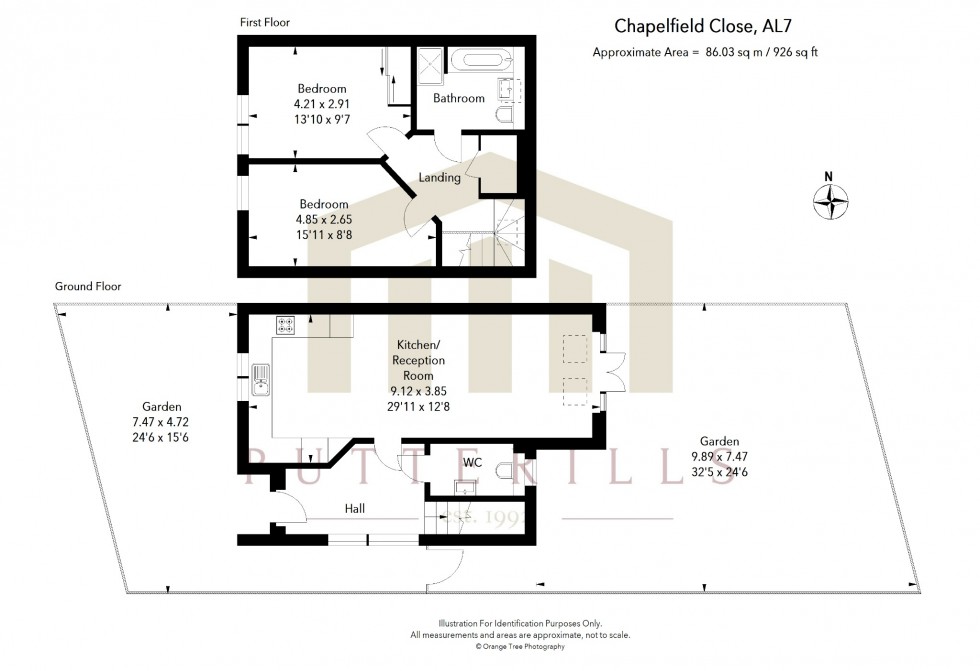 Floorplan for Chapelfield Close, Welwyn Garden City, Hertfordshire, AL7
