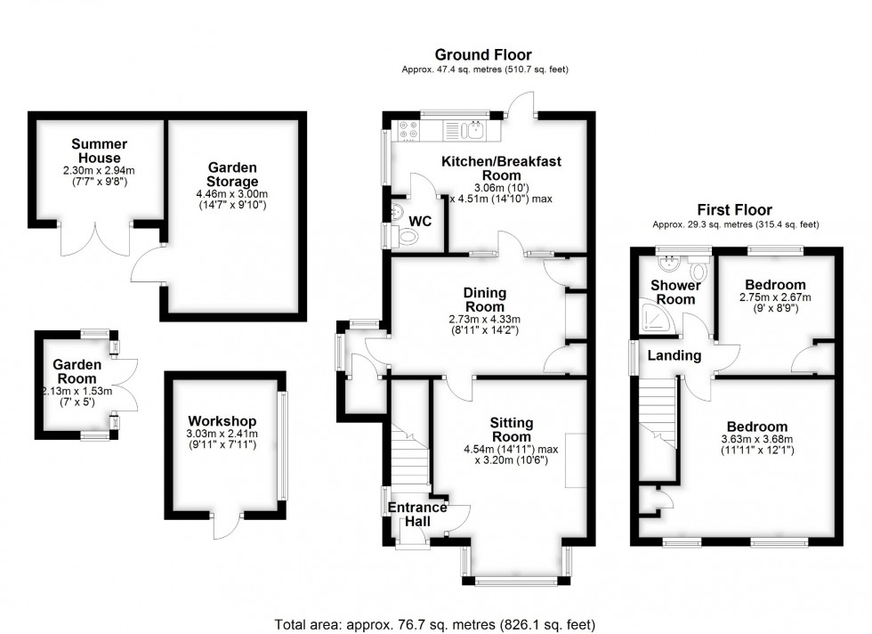 Floorplan for Waterdell Lane, St. Ippolyts, Hitchin, Hertfordshire, SG4